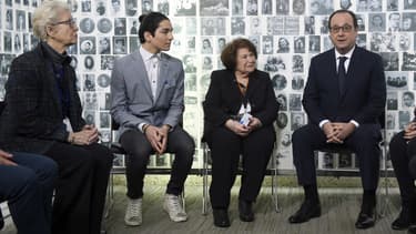 François Hollande a rencontré cinq rescapés et cinq jeunes Juifs mardi au mémorial de la Shoah.