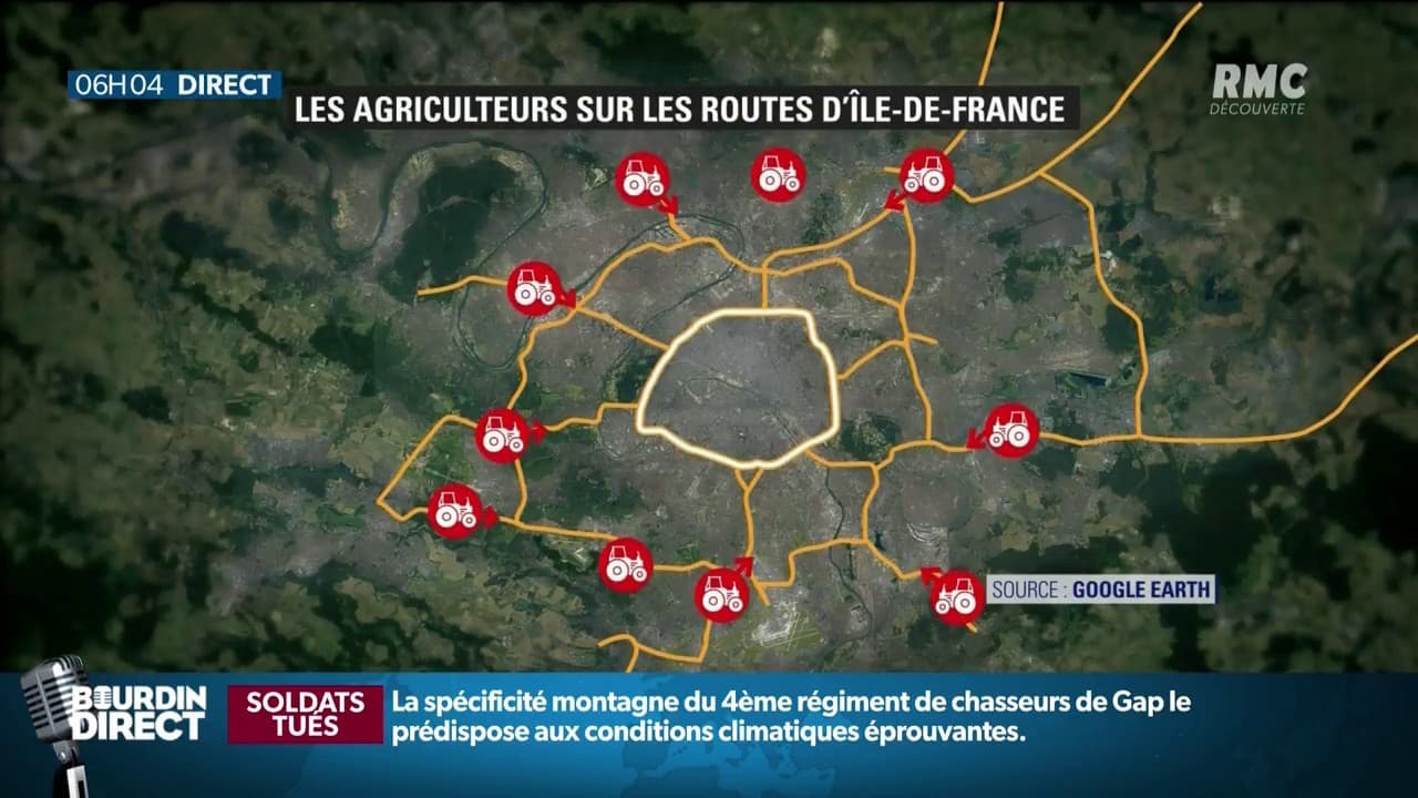 "1.000 tracteurs vers Paris" ce mercredi: la carte des points de blocages de la manifestation des agriculteurs "1.000 tracteurs vers Paris" ce mercredi: la carte des points de blocages de la manifestation des agriculteurs