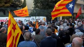 Manifestation contre l'emprisonnement de deux responsables indépendantistes catalans, le 17 octobre 2017 à Perpignan