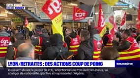 Réforme des retraites: plus d'une centaine de syndicalistes de la CGT ont envahi la gare Part-Dieu