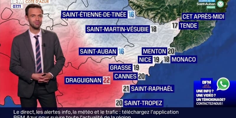 Météo Côte d’Azur: une journée sous un ciel bleu malgré des risques d'orages dans l'arrière-pays, jusqu'à 20°C à Cannes