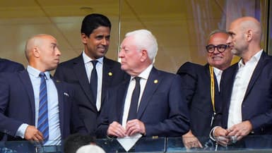 Nasser Al-Khelaïfi assiste au quart de finale de la Coupe du monde des clubs entre le PSG et le Bayern Munich (2-0), le 5 juillet 2025