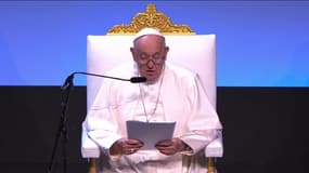 Le pape François s'exprime au palais du Pharo, à Marseille, le 23 septembre 2023