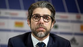 Le directeur sportif brésilien de l'Olympique lyonnais, Juninho, lors d'une conférence de presse, le 15 octobre 2019 au siège du club à Décines-Charpieu