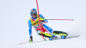 Clément Noël lors du slalom des Mondiaux de Saalbach, le 16 février 2025