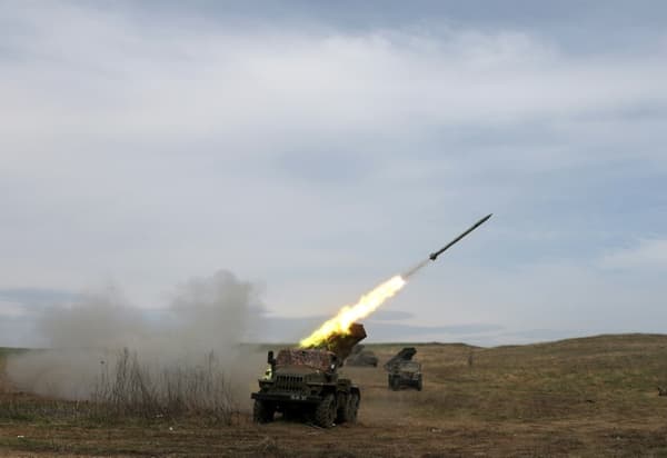 Ukrainian multiple rocket launcher BM-21 "City" near Lugansk (east) on April 10, 2022 Ukrainian multiple rocket launcher BM-21 "City" near Lugansk (east) on April 10, 2022