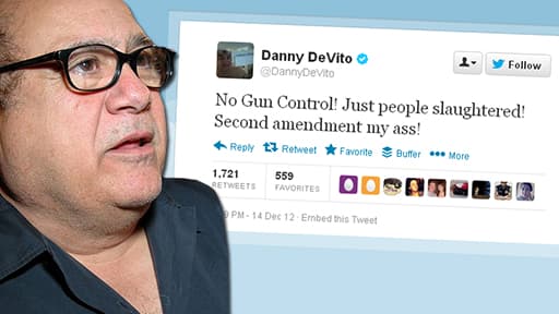 Danny de Vito a aussi laissé s'exprimer sa colère sur Twitter : "Deuxième amendement mon cul !"!