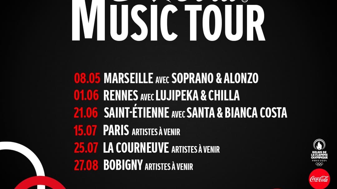 La programmation du Coca-Cola music tour lors du passage de la flamme olympique en France. La programmation du Coca-Cola music tour lors du passage de la flamme olympique en France.