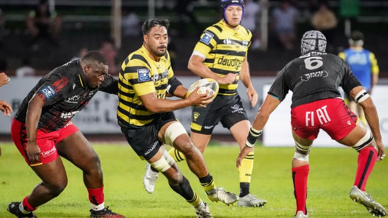 Michael Faleafa lors du match de Mont-de-Marsan contre Rouen, dernière journée de Pro D2, 5 mai 2023
