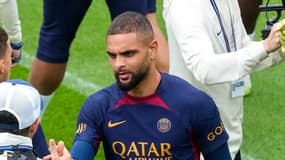 Layvin Kurzawa à l'entraînement avec le PSG le 18 août 2023