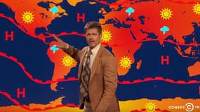 Bratt Pitt en monsieur météo, dans un sketch du late show de Jim Jefferies.