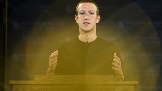 Le patron de Facebook Mark Zuckerberg s'exprime à l'Université de Georgetown, à Washington, le 17 octobre 2019