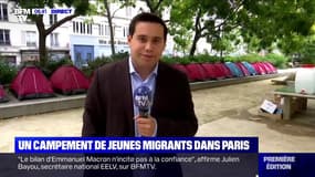 Un campement de jeunes migrants installé à Paris par des associations pour alerter l'État