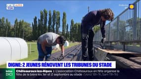 Digne-les-Bains: deux adolescents rénovent les tribunes du stade