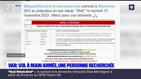 Var: un appel à témoins lancé par la gendarmerie pour retrouver l'auteur d'un vol à main armée