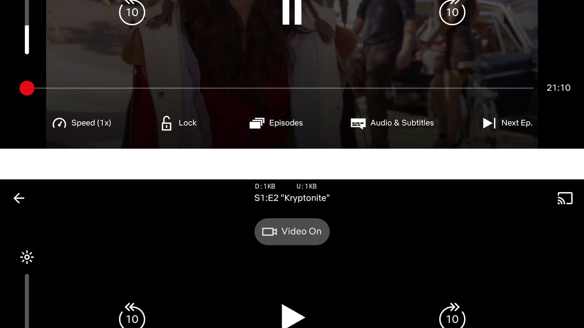 Capture d'écran de la fonction "audio" testée par Netflix