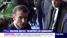 Eaux minérales traitées: "Il y a un accord avec quiconque, il n'y a aucune connivence avec quiconque"souligne Emmanuel Macron 