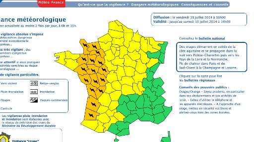 16 départements sont en vigilance orange, vendredi 18 juillet.