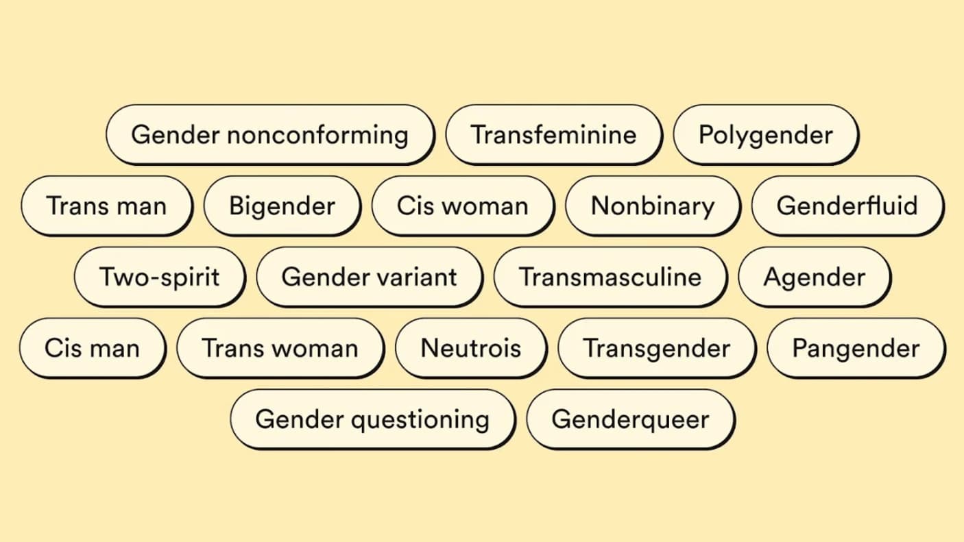 Les nouvelles options de genre de l'application Bumble.