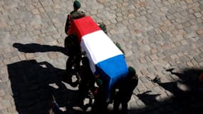 Cérémonie nationale en hommage à Cédric de Pierrepont et Alain Bertoncello, soldats français morts aux Burkina Faso, aux Invalides le 14 mai 2019