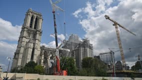 Les travaux de reconstruction de la cathédrale Notre-Dame de Paris, le 30 août 2023
