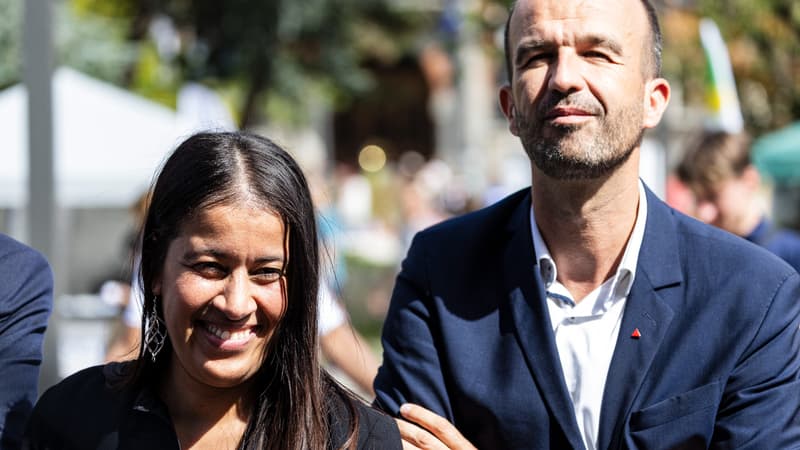 Lahouaria Addouche tete de liste de La France insoumise a l election municipale a Lille et Manuel Bompard coordinateur national de LFI 2133472