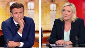 Emmanuel Macron et Marine Le Pen lors du débat d'entre-deux tours ce mercredi.