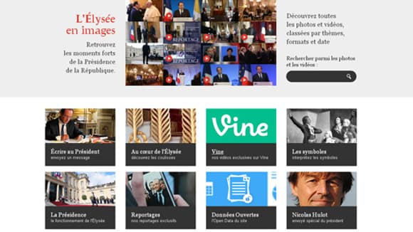 Page d'accueil du site de l'Elysée le 26 janvier 2014. Page d'accueil du site de l'Elysée le 26 janvier 2014.