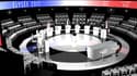Le plateau du deuxième grand débat de la présidentielle, dans les studios de télévision de la Plaine-Saint-Denis.