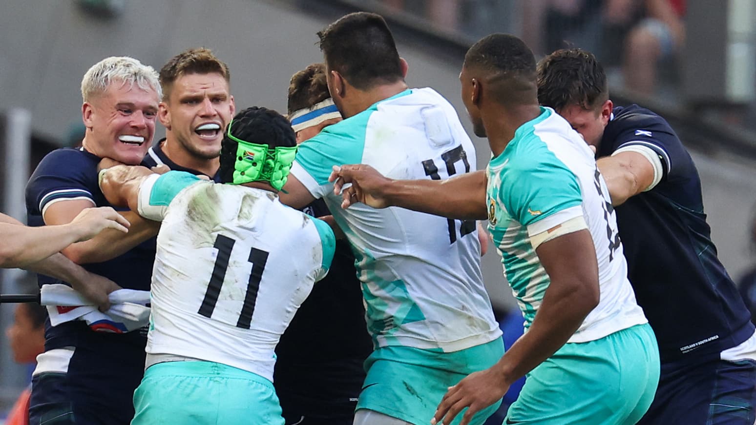 Des tensions lors d'Afrique du Sud-Ecosse, Coupe du monde de rugby, 10 septembre 2023 Des tensions lors d'Afrique du Sud-Ecosse, Coupe du monde de rugby, 10 septembre 2023