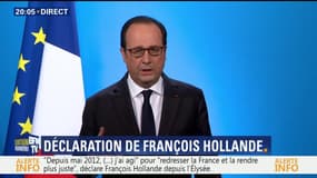 François Hollande: "J'ai décidé de ne pas être candidat à l'élection présidentielle"