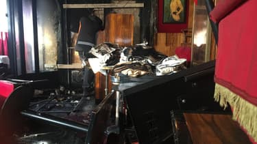 La terrasse intérieure de La Rotonde après l'incendie, le 18 janvier 2020
