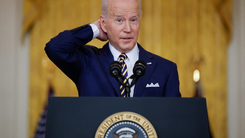 Joe Biden lors d'une presse de conférence à la Maison Blanche le 19 janvier 2022