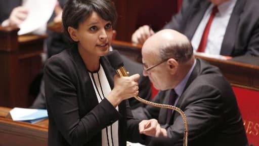 La ministre de l’Éducation, Najat Vallaud-Belkacem, lors de la séance de questions au gouvernement, le 24 mars 2015 à l'Assemblée nationale