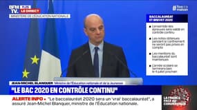 Les notes obtenues pendant le confinement ne seront pas prises en compte pour le bac et le brevet, assure Blanquer