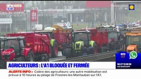 Colère des agriculteurs dans le Nord et le Pas-de-Calais: l'A1 bloquée et fermée