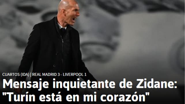 "Le message inquiétant de Zidane", titre As "Le message inquiétant de Zidane", titre As