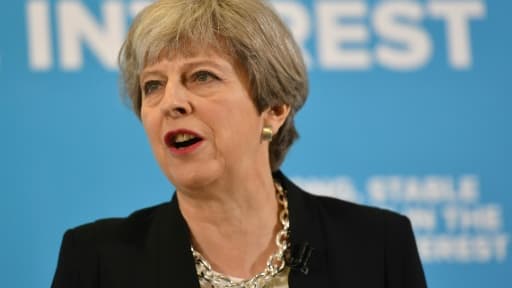 La Première ministre britannique Theresa May lors d'un meeting de campagne, le 17 mai 2017 à Londres