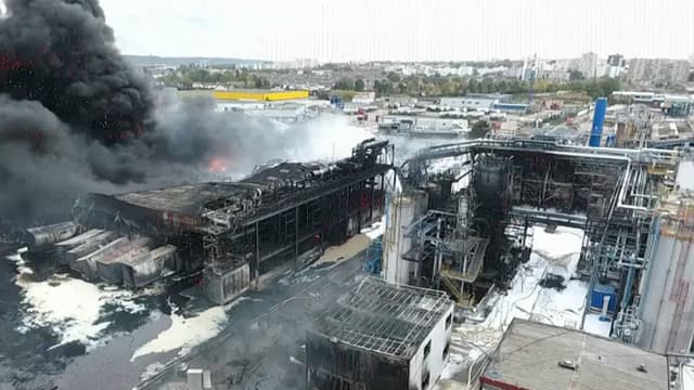 L'usine Lubrizol incendiée.