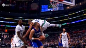 La chute de Rugby Gobert, lors de Minnesota-Los Angeles Clippers, le 12 mars 2024