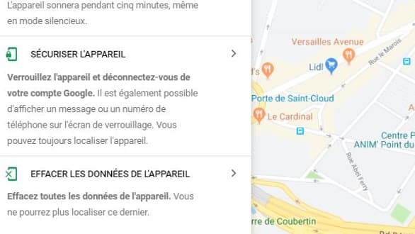 L'option "Find" sur Google, pour retrouver son smartphone. 