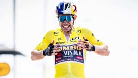 La joie de Wout Van Aert à l'arrivée de la 4e étape du Tour de France, le 5 juillet 2022