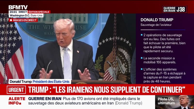 Pilote sauvé en Iran: "Dans l'armée, il y a eu quelques-uns qui ont dit que ce n'est pas très intelligent de faire" cette mission, déclare Donald Trump