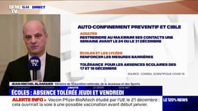 Absence tolérée à l'école jeudi et vendredi: Jean-Michel Blanquer assure que "c'est un simple conseil qui vient du Conseil scientifique"