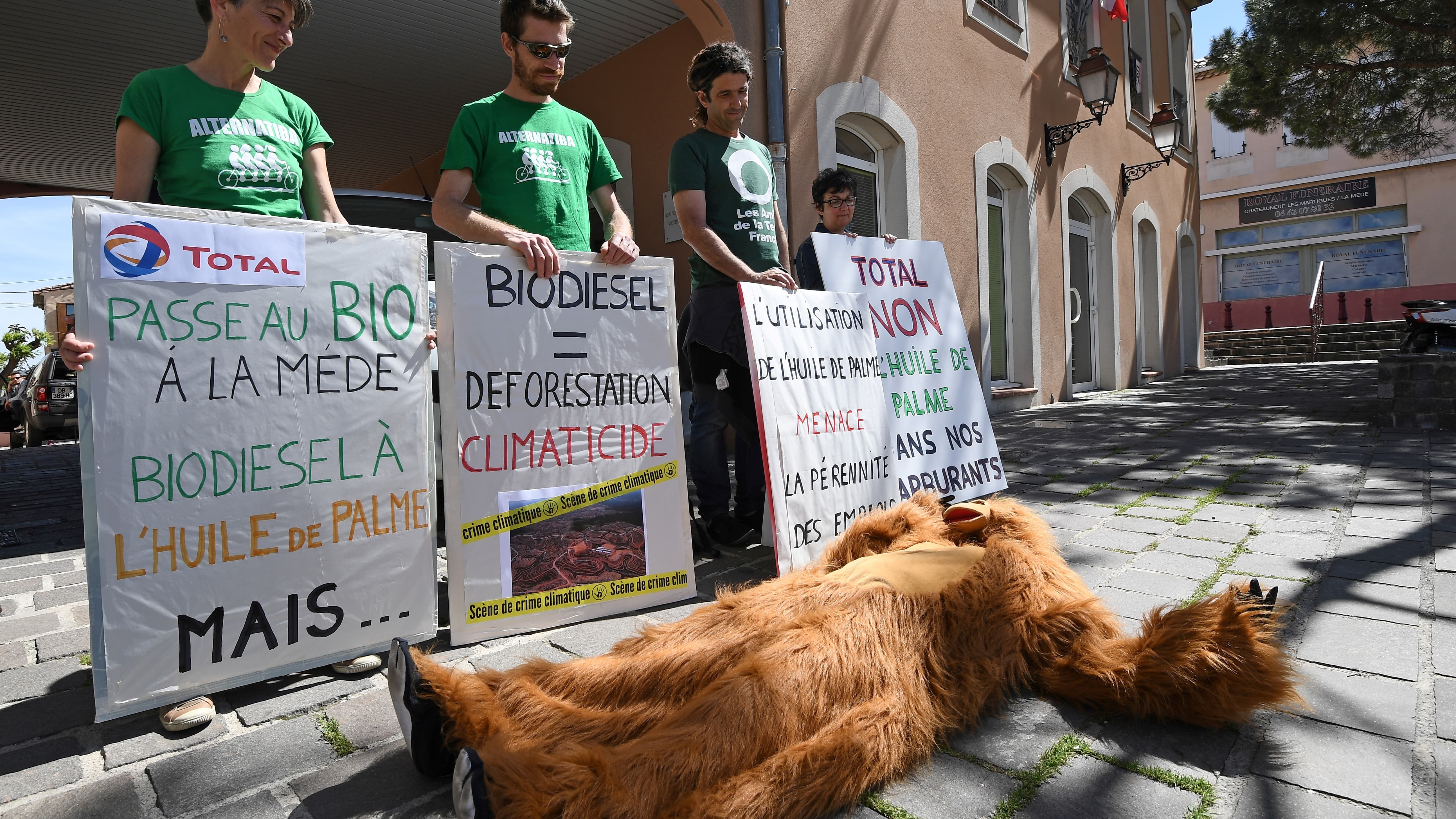 Action de l'ONG "Les Amis de la Terre" devant l'hôtel-de-ville de Châteauneuf-les-Martigues. Action de l'ONG "Les Amis de la Terre" devant l'hôtel-de-ville de Châteauneuf-les-Martigues.