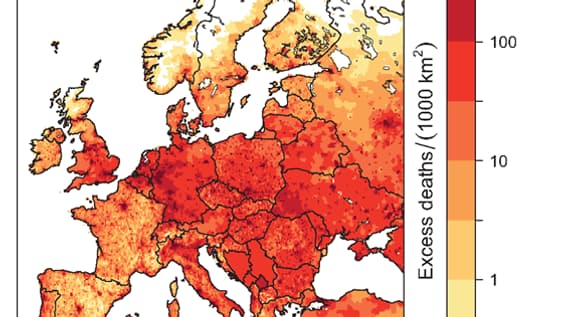 Répartition régionale des taux estimés de surmortalité annuelle due aux maladies cardiovasculaires attribués à la pollution atmosphérique en Europe. Répartition régionale des taux estimés de surmortalité annuelle due aux maladies cardiovasculaires attribués à la pollution atmosphérique en Europe.
