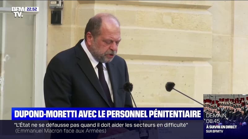 Éric Dupond-Moretti au personnel pénitentiaire: "Vous avez assuré la continuité du fonctionnement de notre institution"