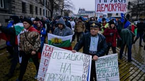 Manifestation contre la hausse du prix du carburant à Sofia, capitale de la Bulgarie, le 18 novembre 2018.