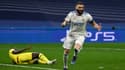 L'incontournable Karim Benzema buteur pour le Real Madrid contre Chelsea en C1 au stade Santiago-Bernabeu, le 12 avril 2022  