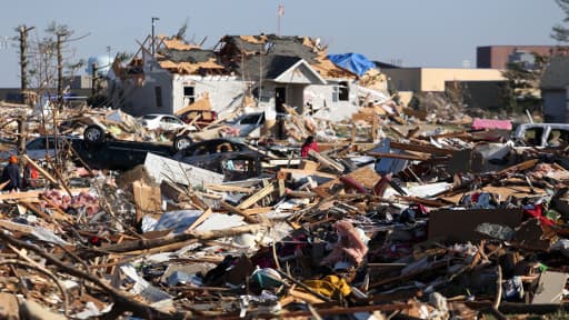 Le 18 novembre 2013, les restes de la ville de Whasington dans l'Illinois, après le passage d'une tornade.